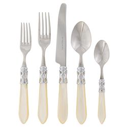 Aladdin Brilliant Modern Cream Acrylic 5 Piece Flatware Place Setting