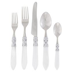 Aladdin Brilliant Modern White Acrylic 5 Piece Flatware Place Setting