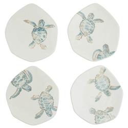 Tartaruga Coastal White Ceramic Assorted Salad Plate - Set of 4