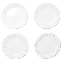 Incanto Stone Modern White Stoneware Assorted Canape Plates - Set of 4