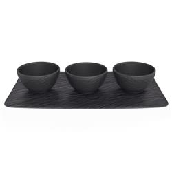 Manufacture Rock Modern Black Porcelain Condiment Bowls Set