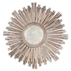 Worlds Away Margeaux Champagne Leaf Wood Round Starburst Antique Wall Mirror