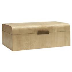 Worlds Away Mira Modern Brown Burl Wood Antique Brass Accent Decorative Box