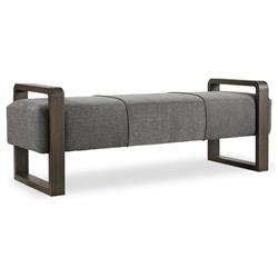 Curtis Industrial Loft Grey Upholstered Brown Wood Bedroom Bench