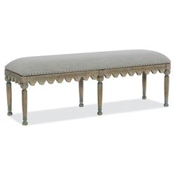 Sara French Country Grey Upholstered Brown Wood Bedroom Bench