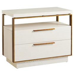 Malpaso Regency White Oak Wood Brass 2 Drawer Bachelors Chest