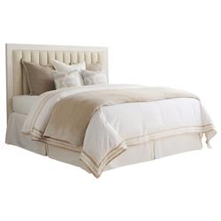 Cambria Rustic White Oak Wood Beige Upholstered Heardboard - Queen