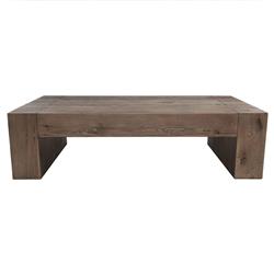 Brissy Rustic Lodge Brown Oak Wood Rectangular Coffee Table