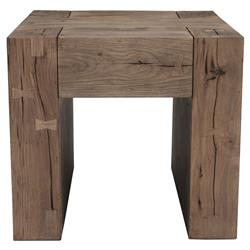 Brissy Rustic Lodge Brown Oak Square End Table