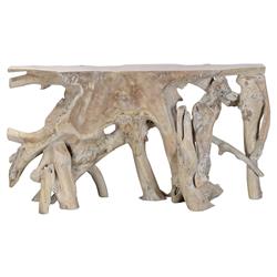 Prescy Coastal Beach Natural Teak Wood Root Console Table - Small
