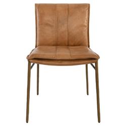 Marissa Industrial Tan Upholstered Leather Gold Iron Dining Chair - Set of 2