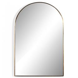 Rinna Industrial Loft Gold Aluminum Frame Clear Glass Arched Wall Mounted Mirror