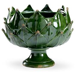 Maelle French Country Green Leaf Porcelain Round Table Vase