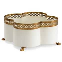 Tindra French Country Cream Iron Quatrefoil Cachepot - Small