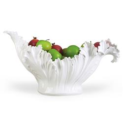 Matilda French Country White Glazed Ceramic Leaf Bowl