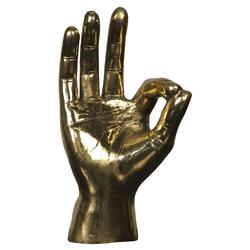 Farella Industrial Loft Decorative Brass OK Sign Hand Sculpture