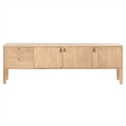 Luca Coastal Beach Beige Dry Wash Wood 2 Drawer 3 Door Media Console