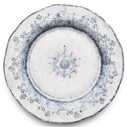 Burano Coastal White Ceramic Blue Lace Dinner Plate