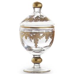 Baroque Hollywood Regency Gold Accent Glass Canister