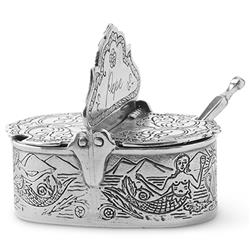 Tavola Modern Silver Pewter Salt &amp; Pepper Cellar with Spoon