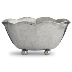 Vintage French Silver Pewter Scalloped Serving Bowl