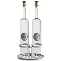 Tavola Modern Clear Glass Oil &amp; Vinegar with Caddy