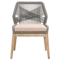 Lorry Coastal Beach Platinum Woven Rope Mahogany Dining Side Chairs - Set of 2