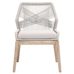 Lorry Coastal Taupe Woven Rope Performance Mahogany Dining Side Chairs - Set of 2