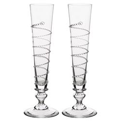 Juliska Amalia Modern Classic Clear Bohemian Flute Glass- Set of 2