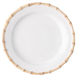 Juliska Natural Bamboo Rim White Ceramic Dinner Plate