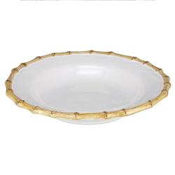 Juliska Natural Bamboo Rim White Ceramic Soup Bowl