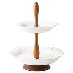 Juliska Berry & Thread Whitewash Ceramic 2-Tier Serving Stand