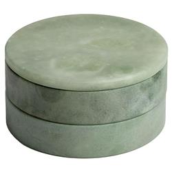 Suri Modern Green Alabaster Round Swivel Decorative Box
