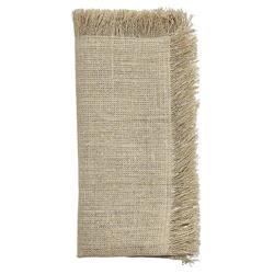 Sarah Fringe Coastal Beach Natural Linen Napkin - Set of 4