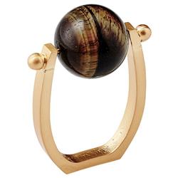 Mineral Global Brown Stone Gold Metal Napkin Ring - Set of 4