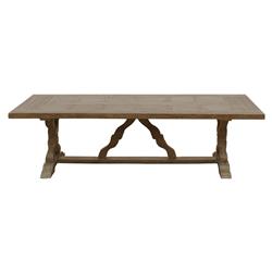 Linet French Country Grey Fiberglass Outdoor Rectangular Dining Table - 102&quot;W