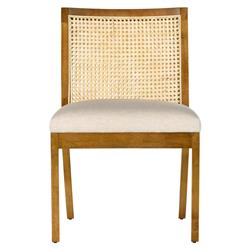 Annette Modern Classic Brown Cane Wood Frame White Performance Dining Side Chair
