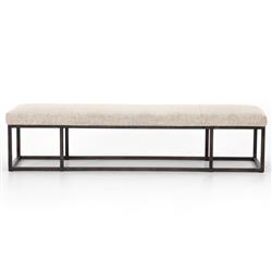 Zarro Modern Classic Beige Cushion Gunmetal Iron Frame Bench
