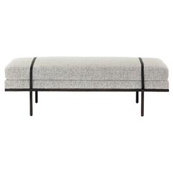 Ronan Modern Classic Grey Performance Upholstered Seat Black Iron Frame Bench