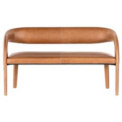 Alexander Mid Century Brown Upholstered Leather Dining Bench