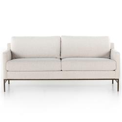 Lilian Modern Classic Cream Performance Boucle Brown Iron Sofa - 74&quot;
