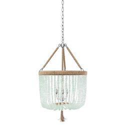 Moriah Coastal Recycled Glass Beads Nickel Hardware Chandelier - 12&quot;