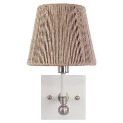 Hensley Coastal Beach Nickel Metal Natural Hemp Shade Armed Sconce