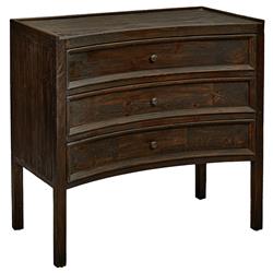 Kadence Rustic Dark Brown Pine Wood Dovetail 3 Drawer Concave Bachelor Chest