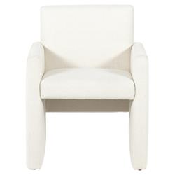 Mika Mid Century Modern Cream Performance Upholstered Dining Arm Chair