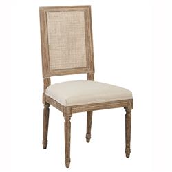 Amari French Beige Performance Fabric Brown Oak Wood Cane Back Side Chair