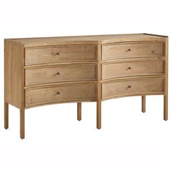 Kadence Rustic Brown Pine Wood Dovetail 6 Drawer Concave Double Dresser