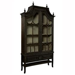 Bien French Clear Glass Black Wood 2 Door Display Case China Cabinet