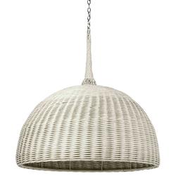 Palecek Wisteria Coastal Beach White Rattan Dome Shade Outdoor Chandelier - 30&quot;