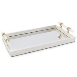 John-Richard Modern Classic Mirrored with Alabaster Handles Tray